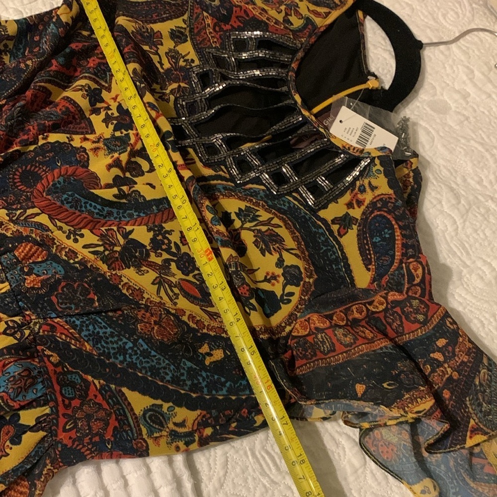 Anthropologie Ranna Gill Yellow Georgie‎ Embroidered Paisley Jumpsuit NWT size 6 - Picture 10 of 15